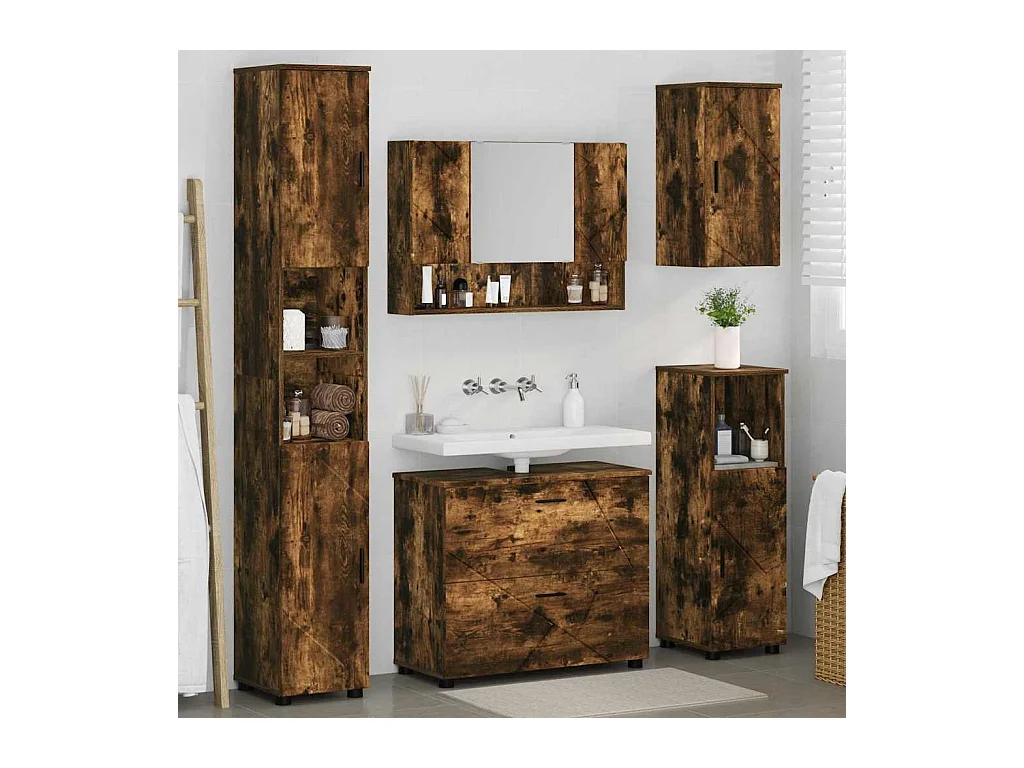 5-delige badkamermeubelset Gerookt Eiken