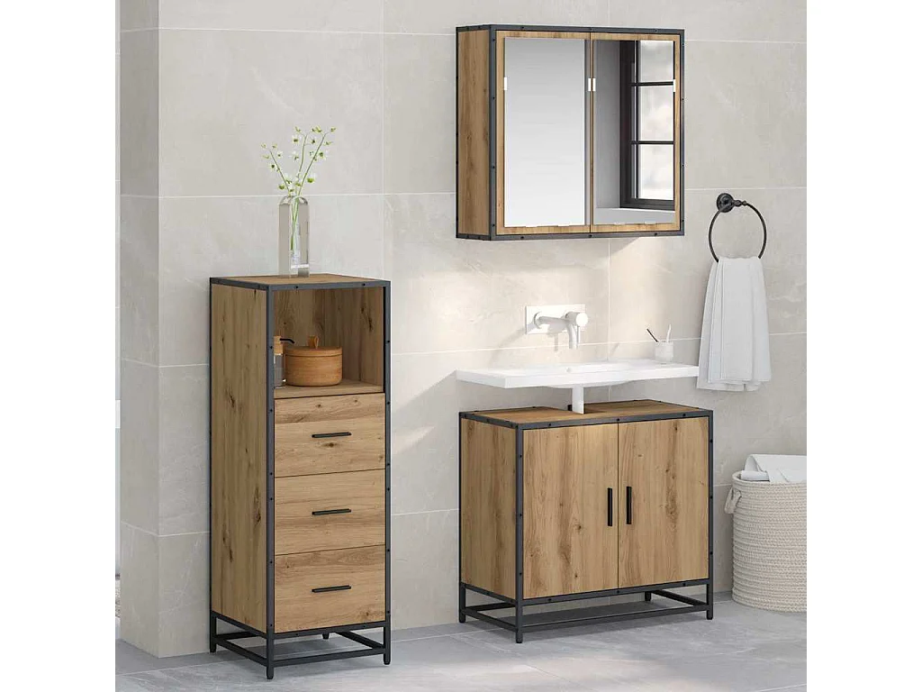 Mueble de baño de roble artesanal 35 x 37,5 x 100 cm
