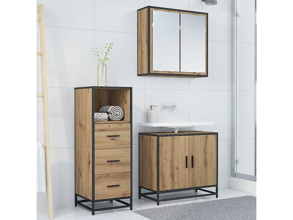 Mueble de baño de roble artesanal 35 x 37,5 x 100 cm