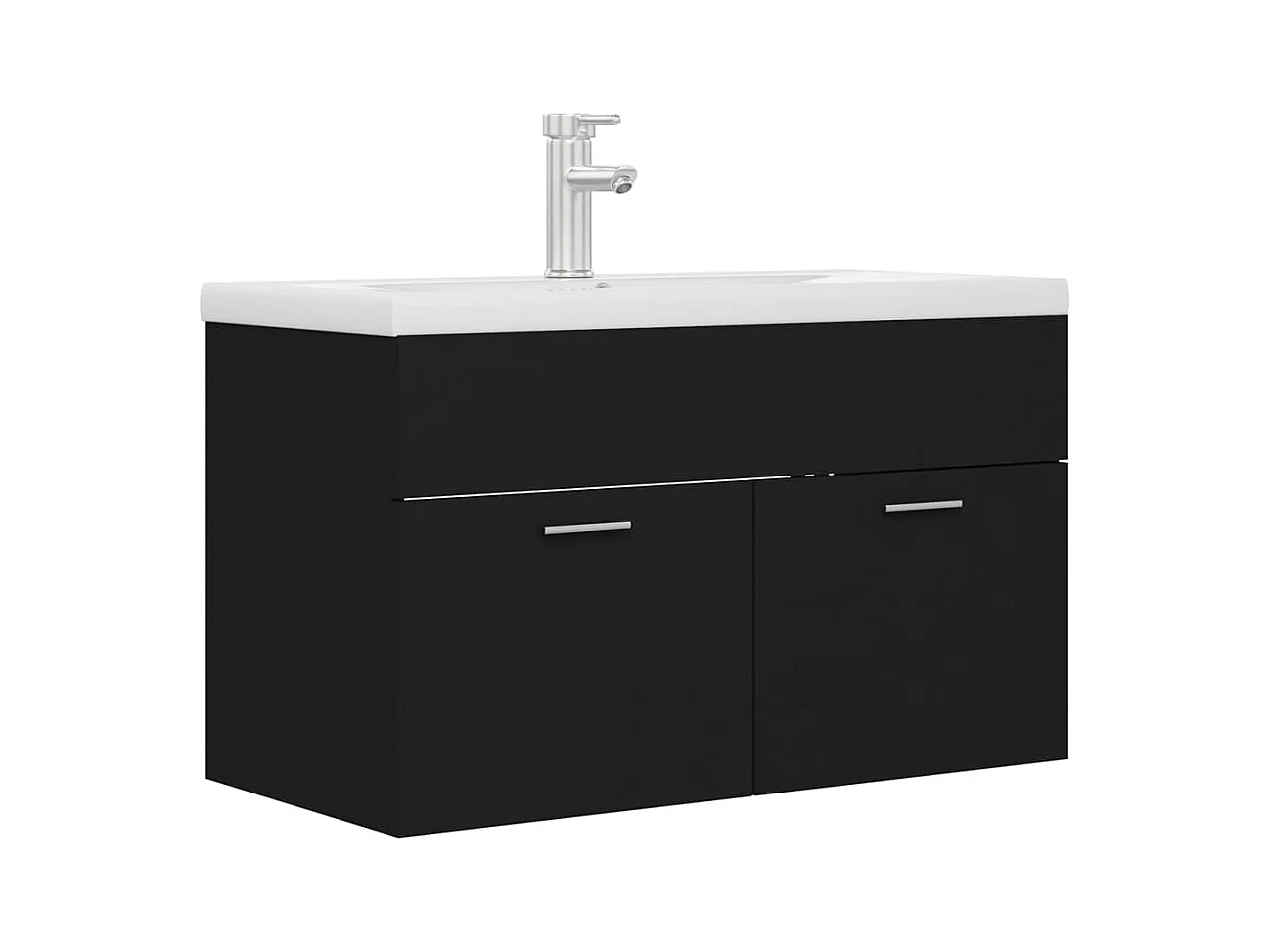 Armoire d'évier avec lavabo intégré Noir Aggloméré