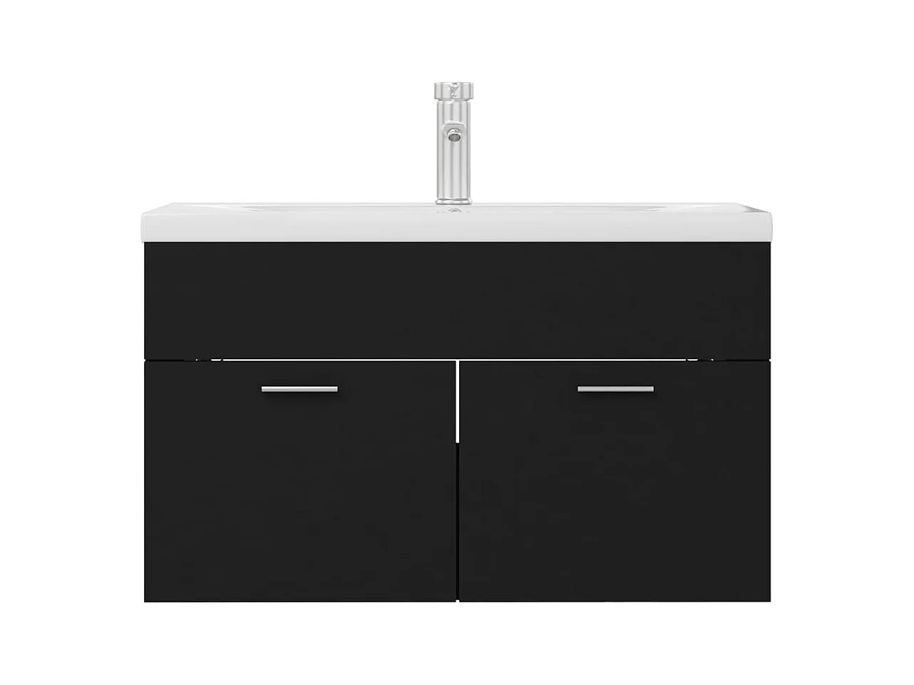 Armoire d'évier avec lavabo intégré Noir Aggloméré