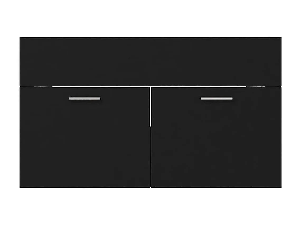 Armoire d'évier avec lavabo intégré Noir Aggloméré