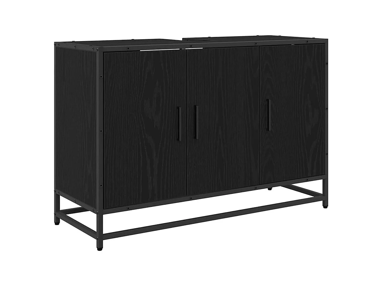 Meuble de Lavabo de Salle de Bain Chêne noir 90 x 33 x 60 cm