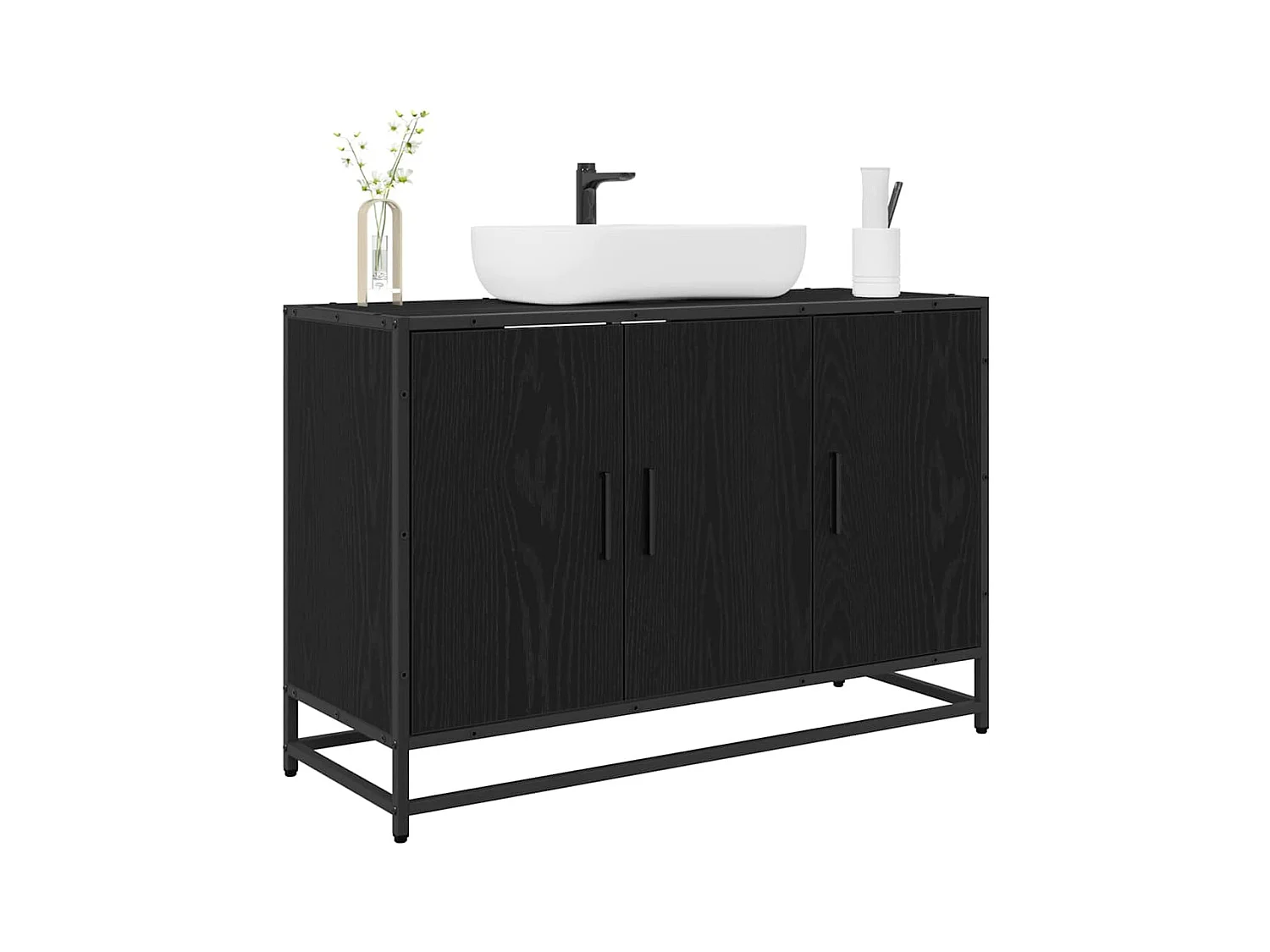 Meuble de Lavabo de Salle de Bain Chêne noir 90 x 33 x 60 cm