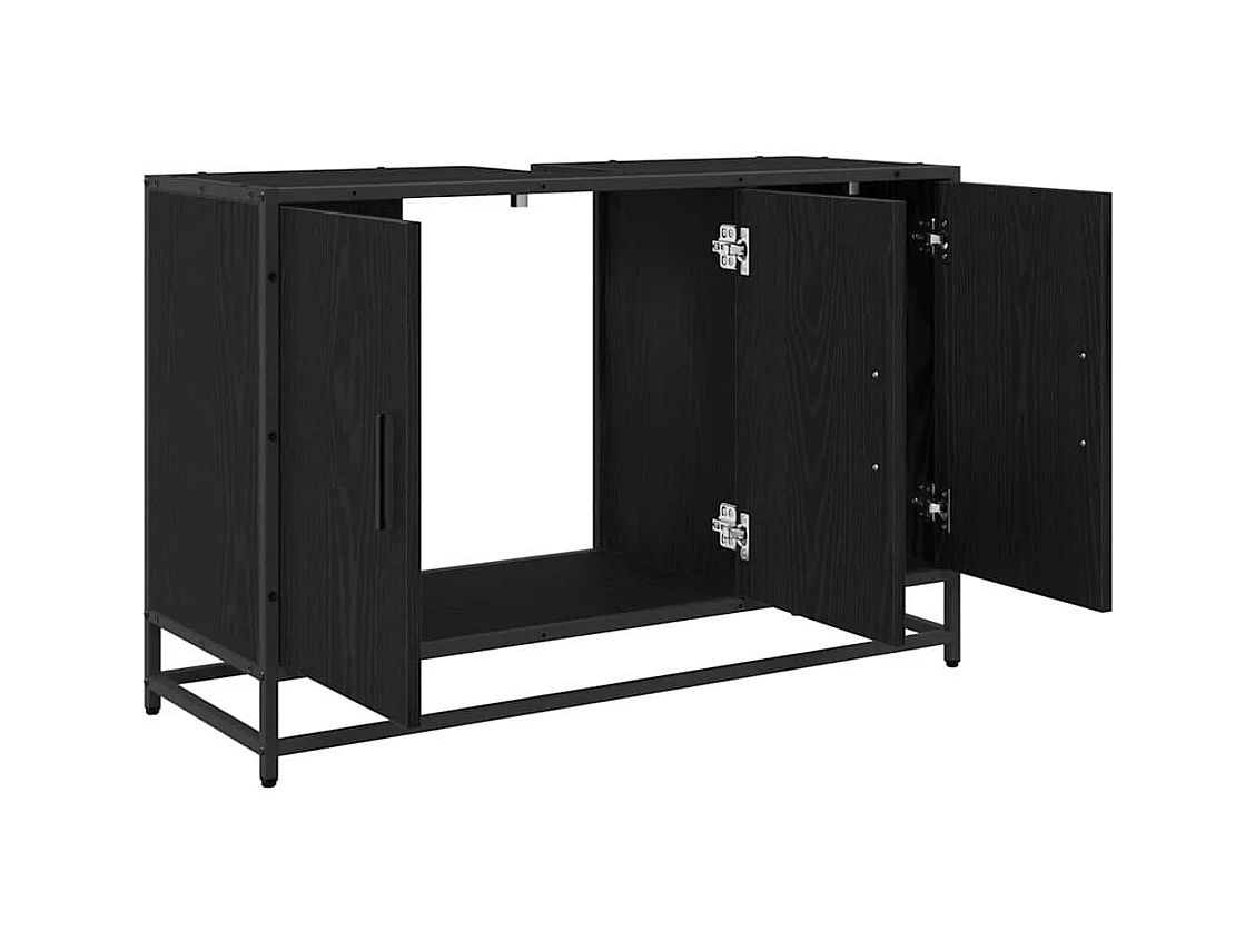 Meuble de Lavabo de Salle de Bain Chêne noir 90 x 33 x 60 cm