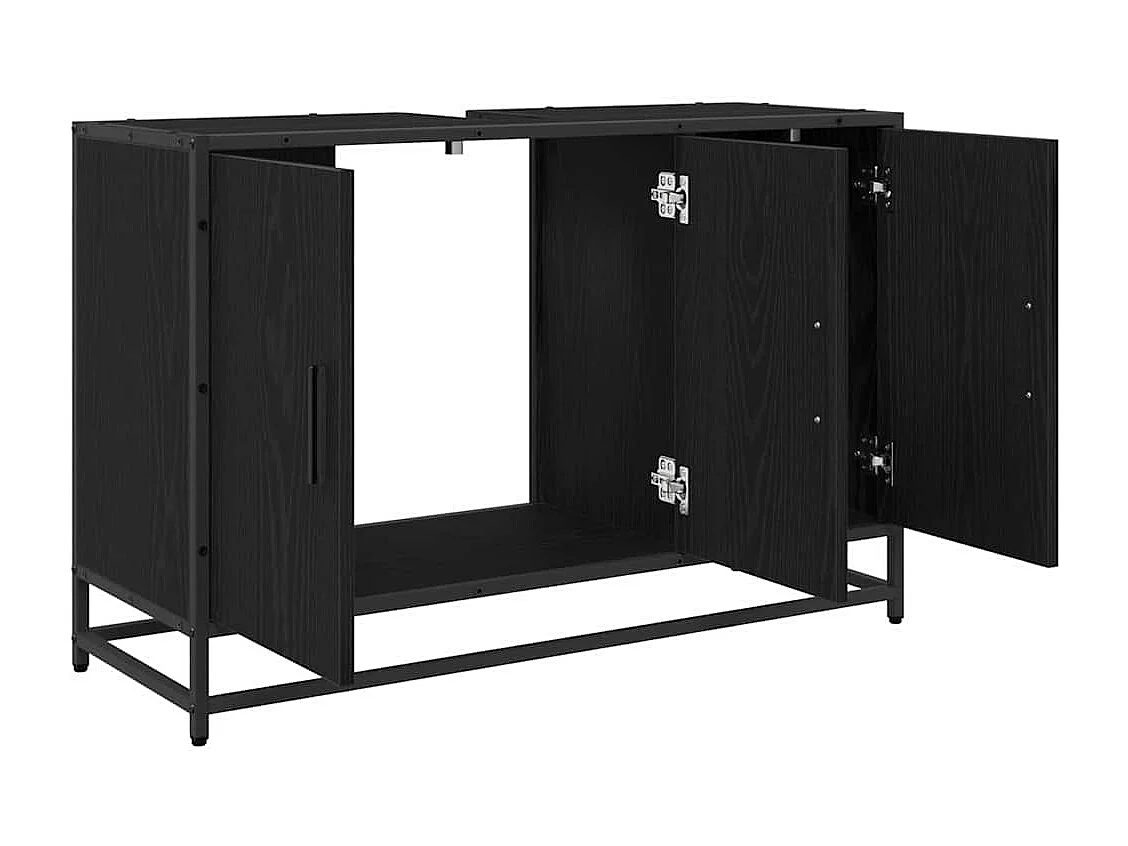 Zwarte eiken badkamermeubel 90 x 33 x 60 cm