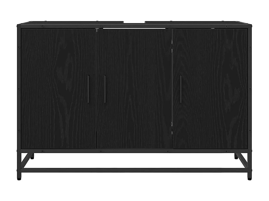 Zwarte eiken badkamermeubel 90 x 33 x 60 cm