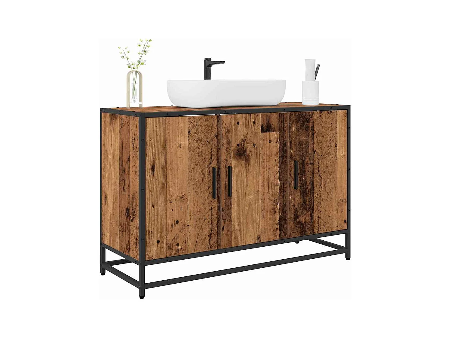 Meuble de Lavabo de Salle de Bain Bois ancien 90 x 33 x 60 cm