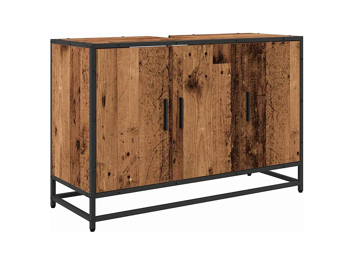 Meuble de Lavabo de Salle de Bain Bois ancien 90 x 33 x 60 cm