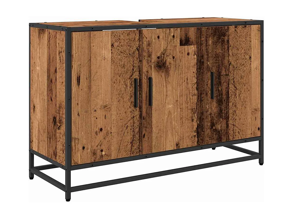 Meuble de Lavabo de Salle de Bain Bois ancien 90 x 33 x 60 cm