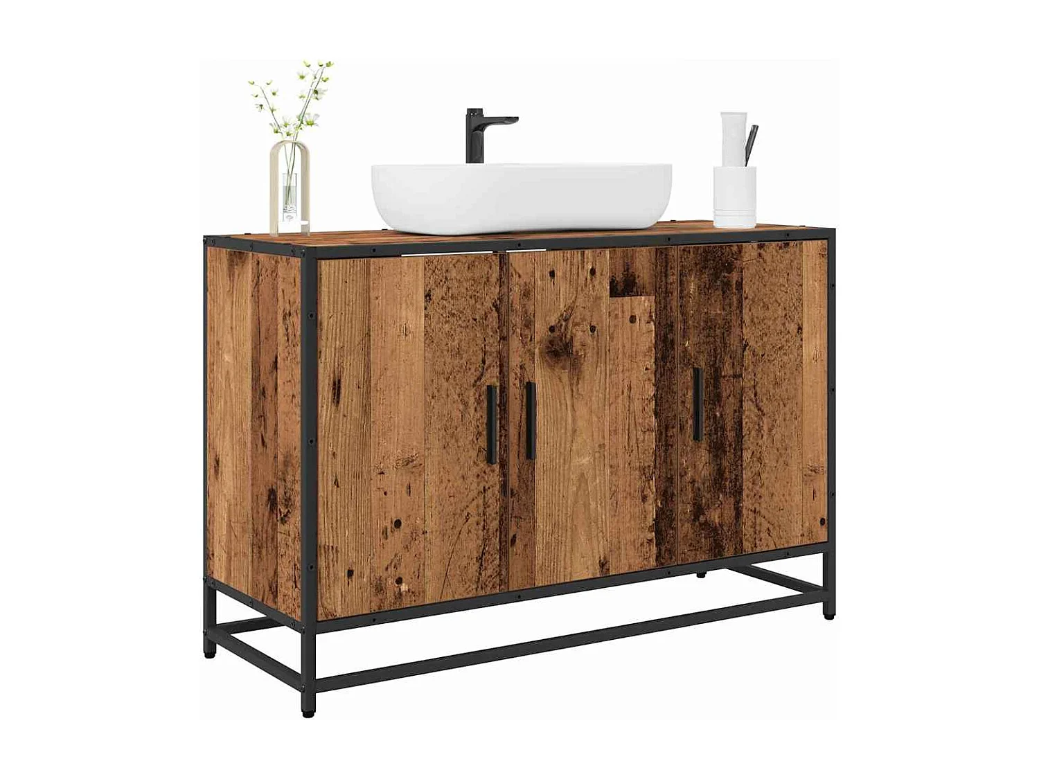 Meuble de Lavabo de Salle de Bain Bois ancien 90 x 33 x 60 cm