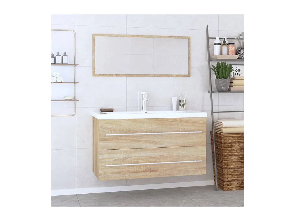 Ensemble de meubles de salle de bain 3 pcs Chêne sonoma