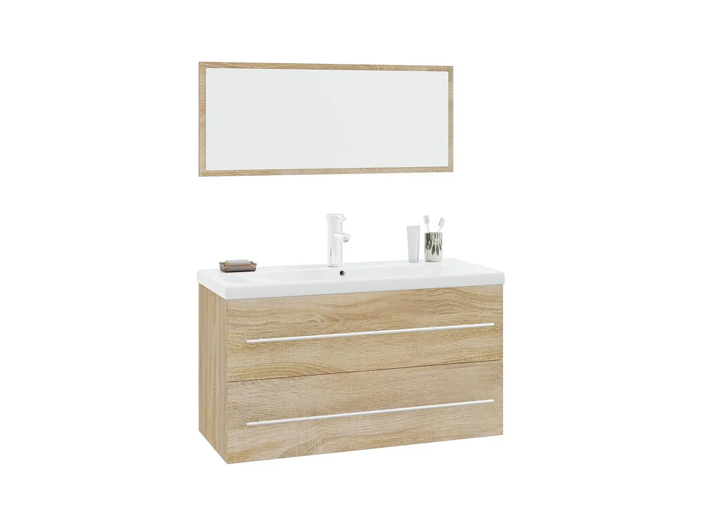Ensemble de meubles de salle de bain 3 pcs Chêne sonoma