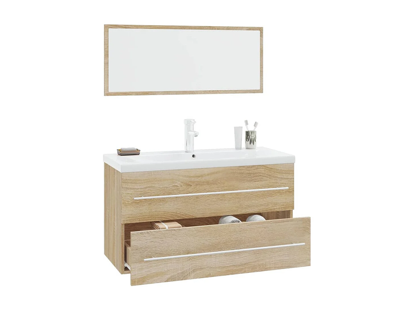 Ensemble de meubles de salle de bain 3 pcs Chêne sonoma