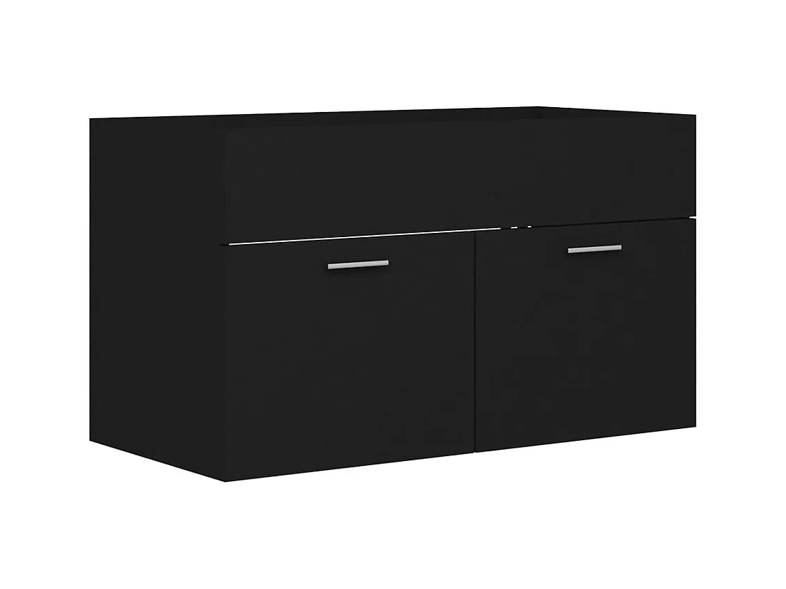 Mueble de lavabo con fregadero integrado Aglomerado negro