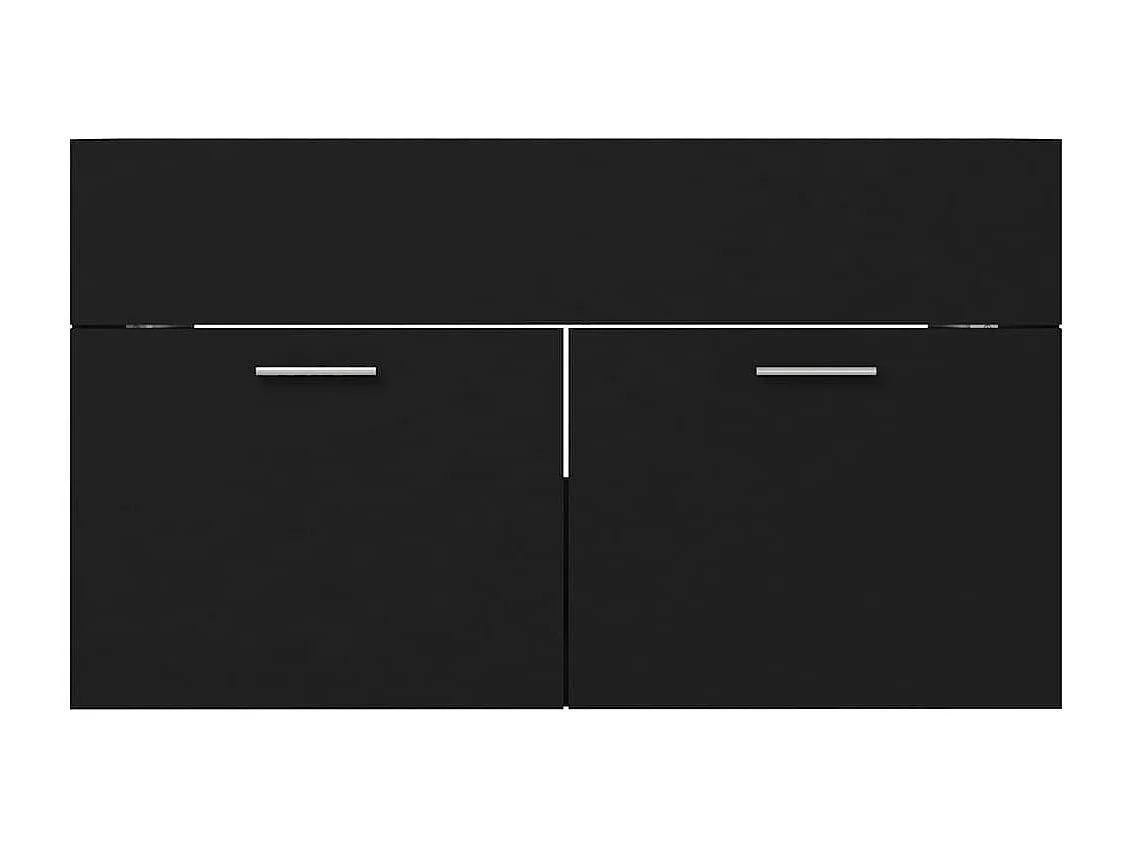 Mueble de lavabo con fregadero integrado Aglomerado negro