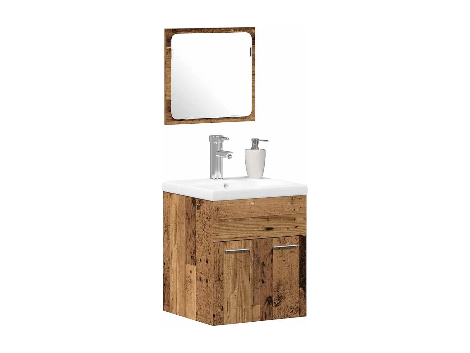 Set di mobili da bagno 3 pezzi in legno anticato