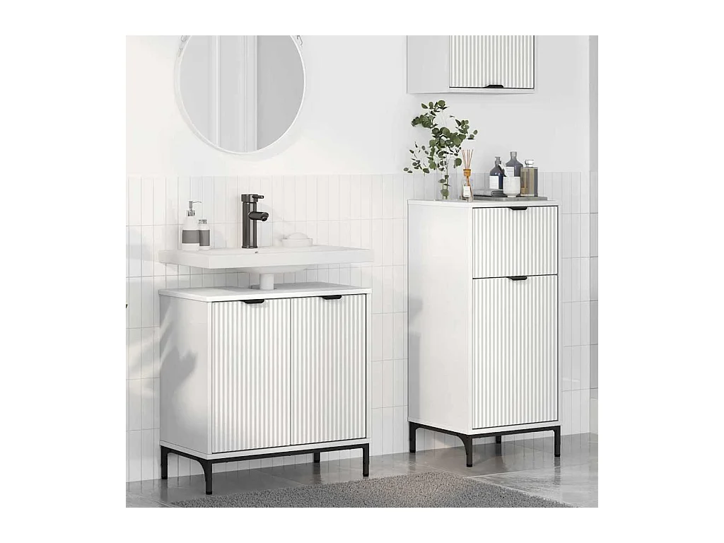 Conjunto de mueble de baño con cajón 2 piezas Blanco