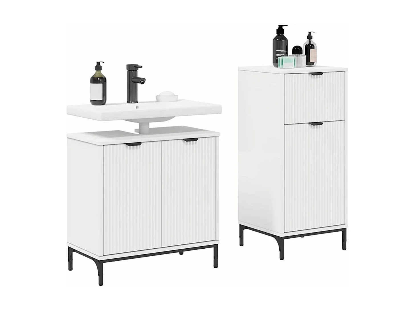 Conjunto de mueble de baño con cajón 2 piezas Blanco