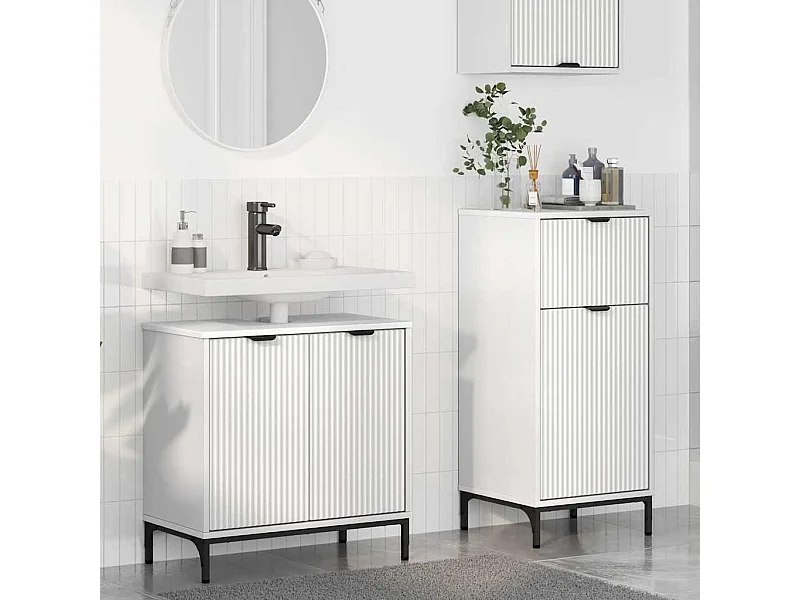 Conjunto de mueble de baño con cajón 2 piezas Blanco