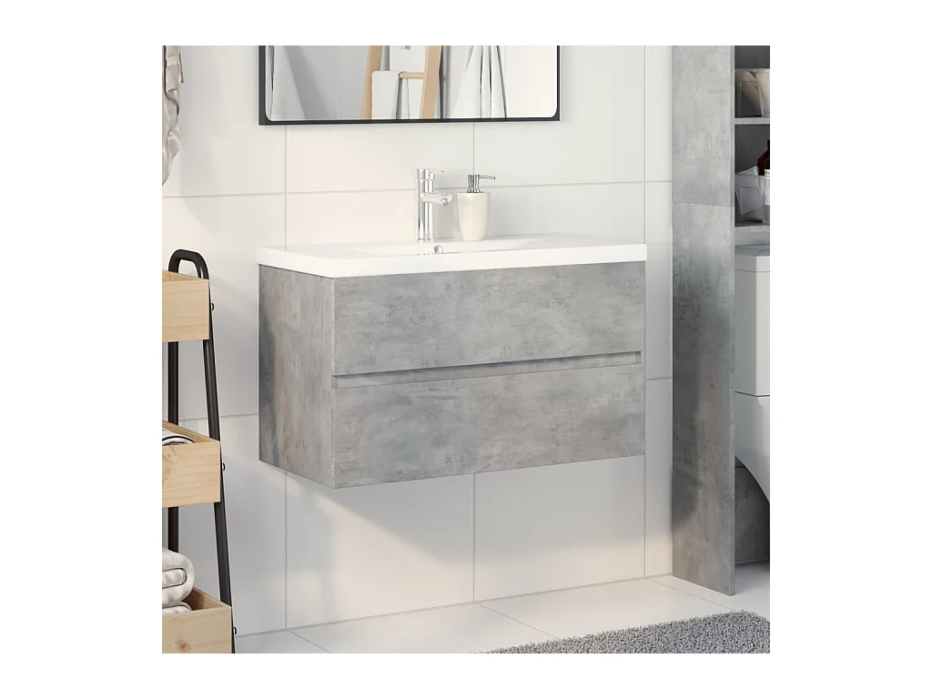 Set di mobili da bagno 2 pezzi grigio cemento