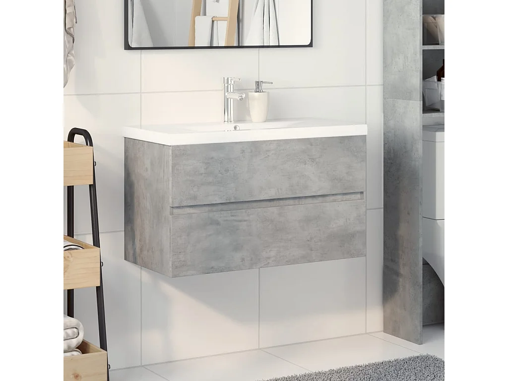 Set di mobili da bagno 2 pezzi grigio cemento