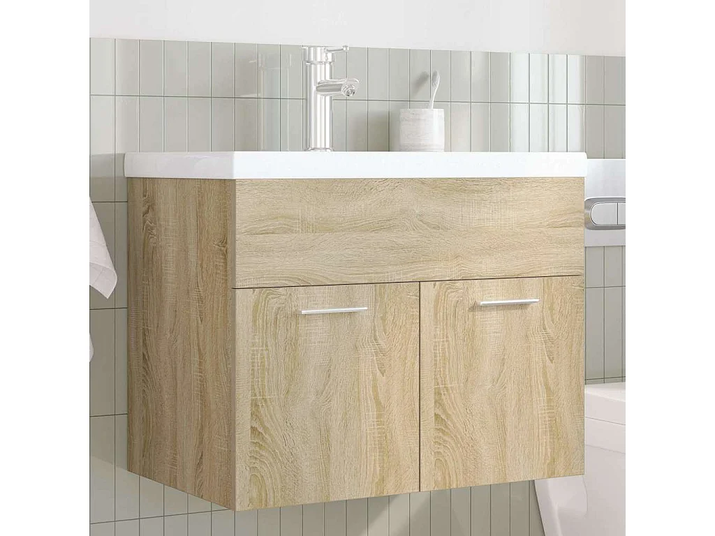Armoire lavabo de salle de bain et vasque et robinet intégrés