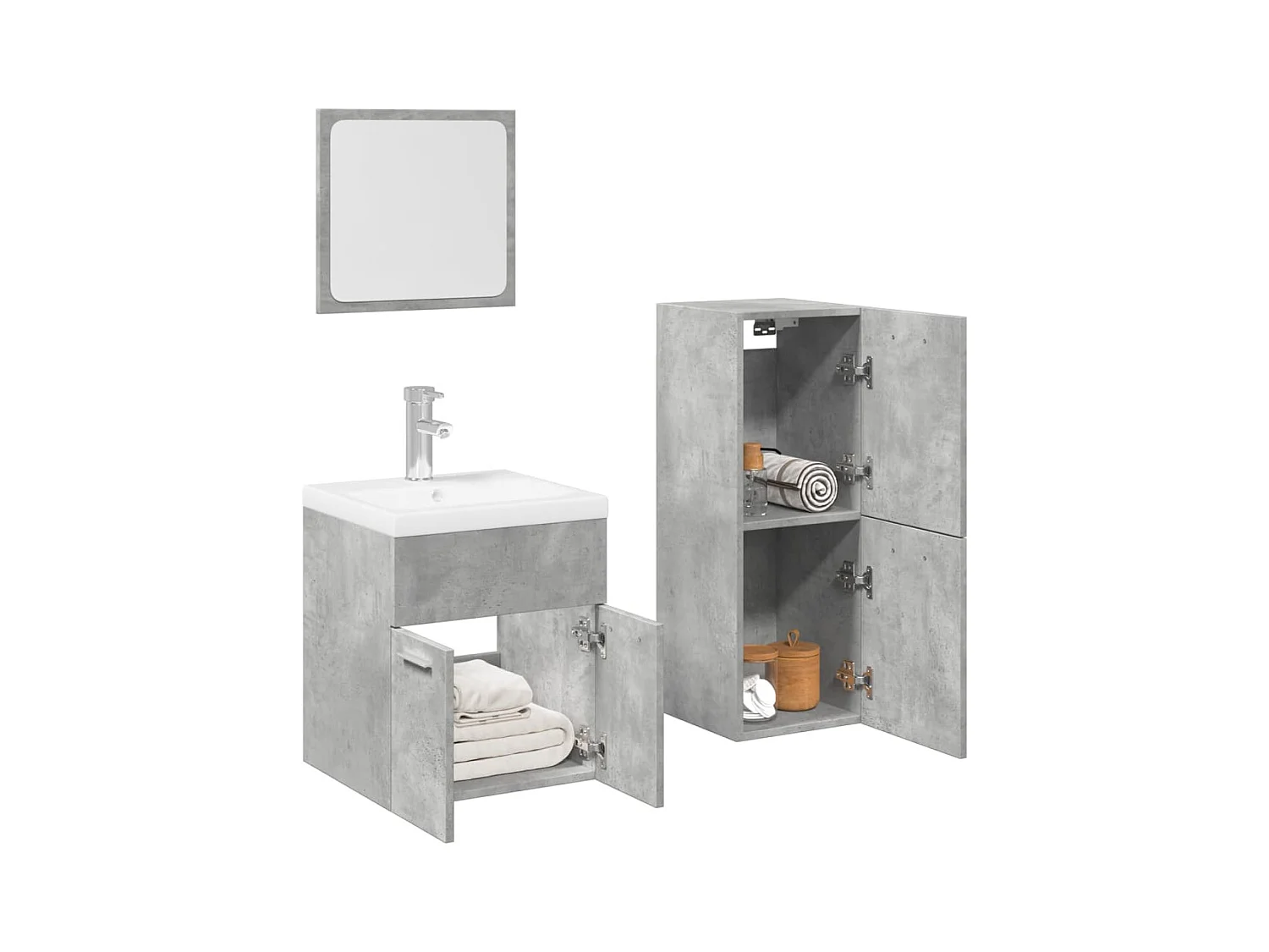 Ensemble de meubles de salle de bain 4 pcs gris béton