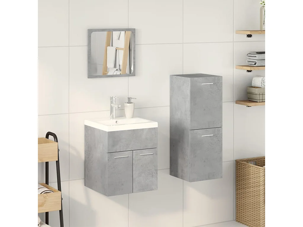 4-delige badkamermeubelset betongrijs