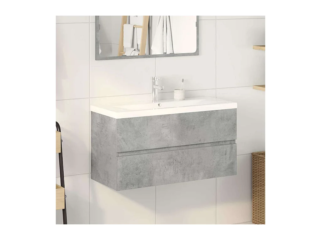 Set di mobili da bagno 2 pezzi grigio cemento