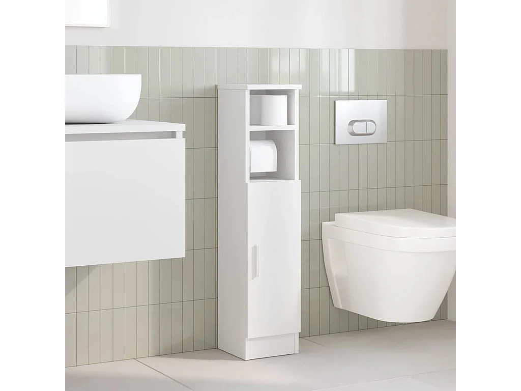 Mueble de baño con portarrollos blanco 20,5x22x90 cm