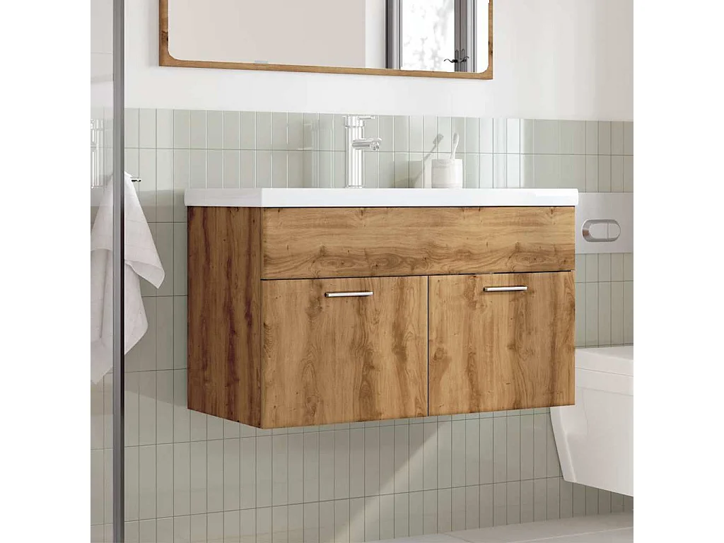 2-delige badkamermeubelset van bewerkt hout