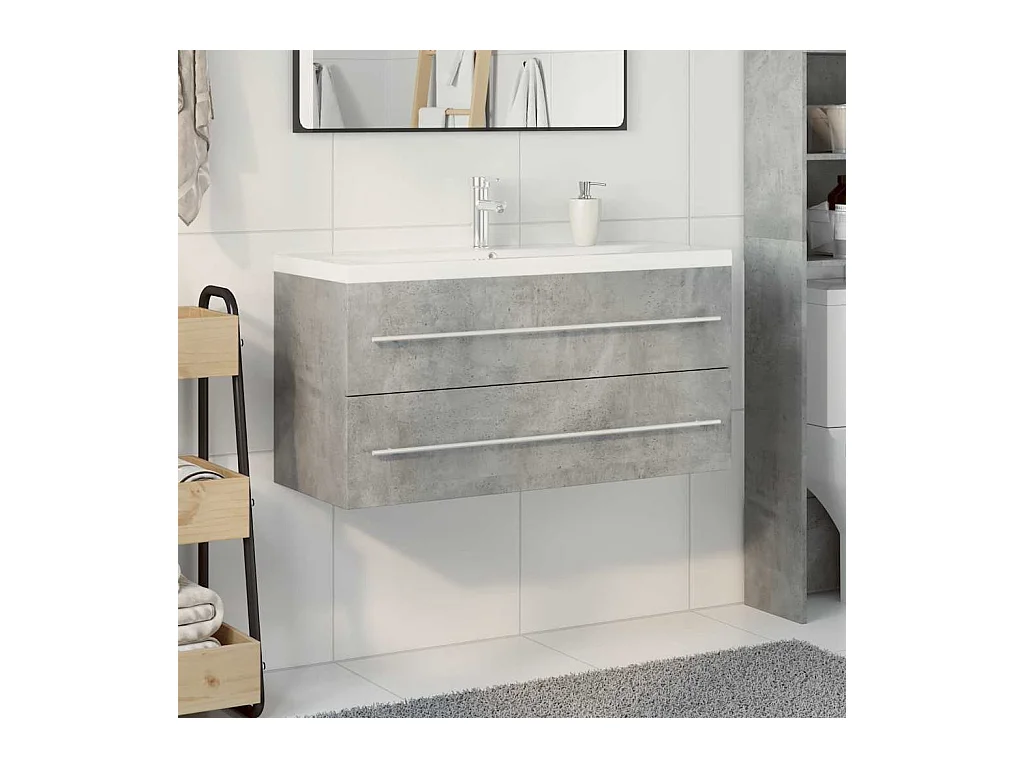 2-teiliges Badmöbel-Set Betongrau
