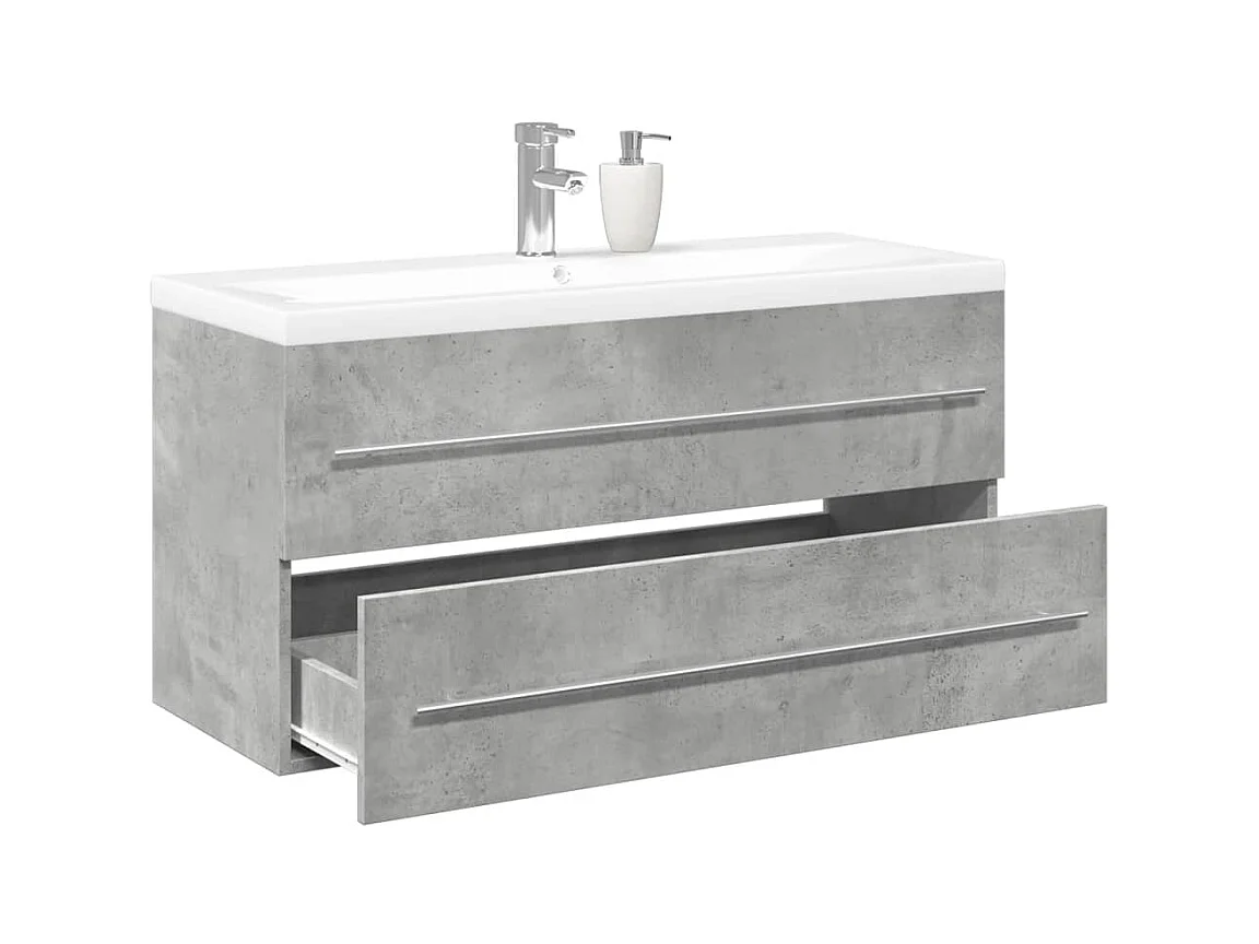 Ensemble de meubles de salle de bain 2 pcs gris béton
