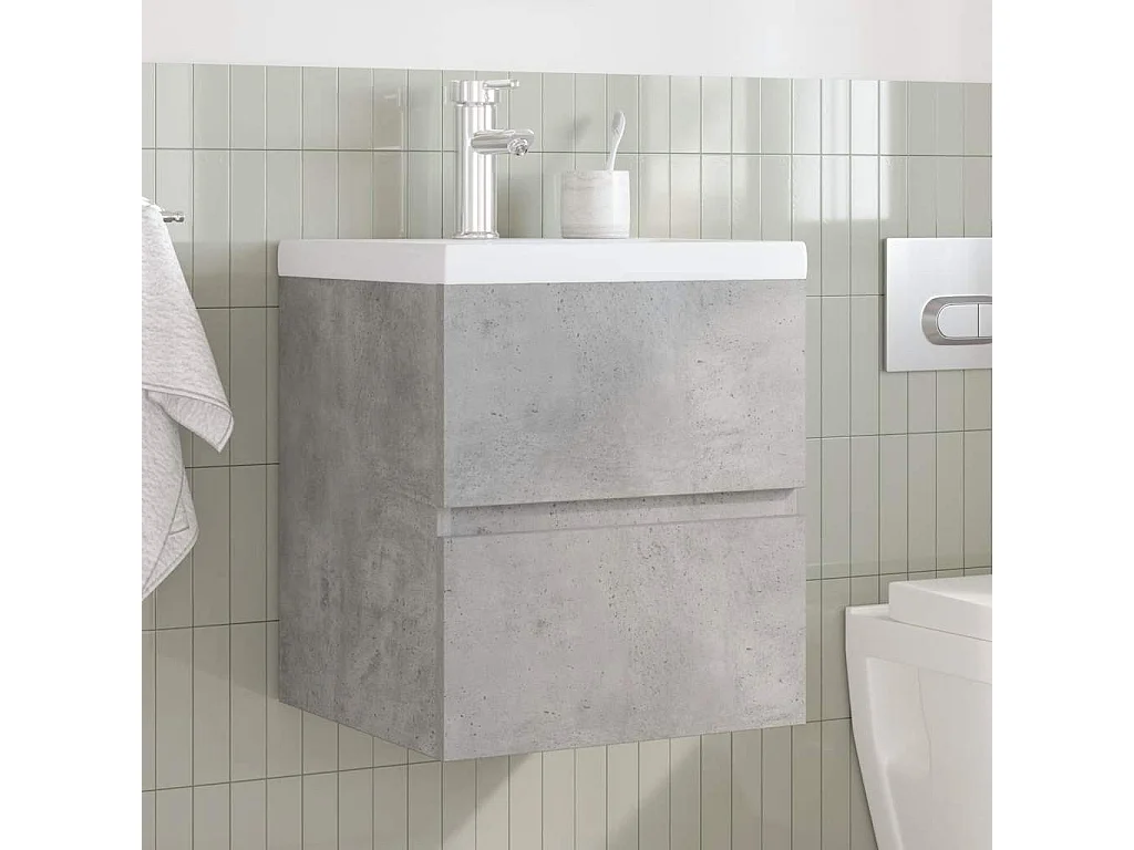 Ensemble de meubles de salle de bain 2 pcs gris béton