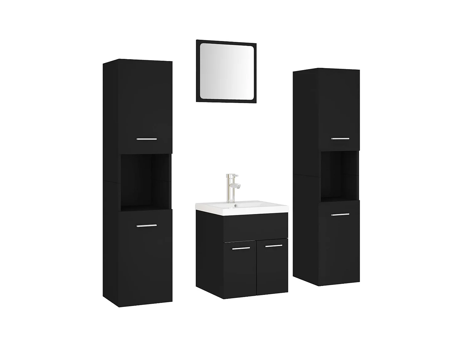 Conjunto de muebles de baño de aglomerado negro