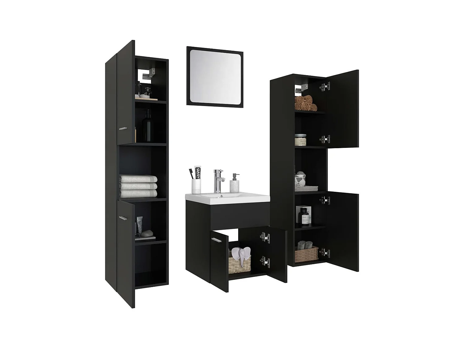 Conjunto de muebles de baño de aglomerado negro
