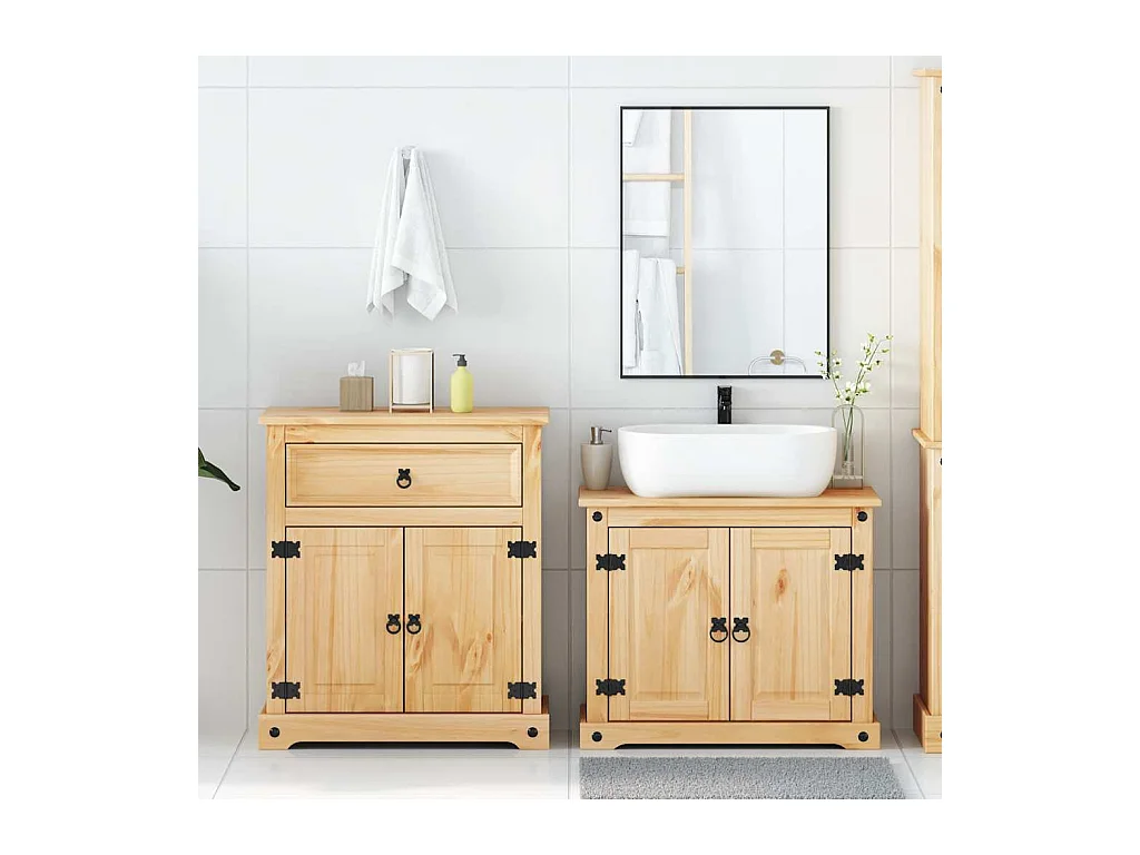 Ensemble de meubles salle de bain 2 pcs Corona bois pin massif