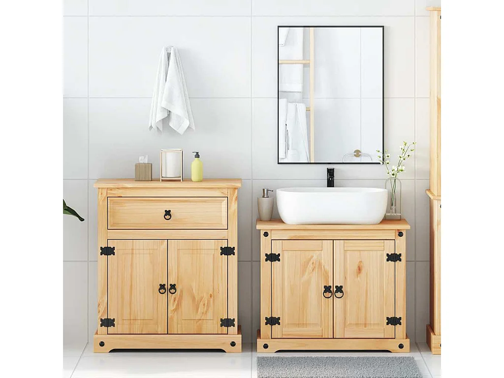 Ensemble de meubles salle de bain 2 pcs Corona bois pin massif