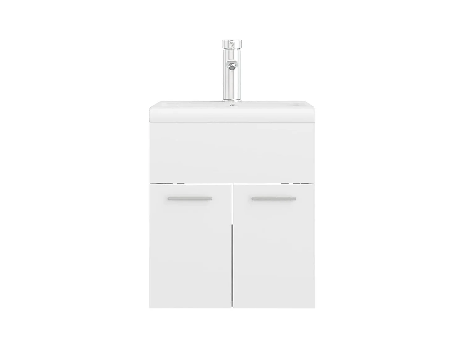 Mueble de lavabo integrado en madera de ingeniería blanca brillante