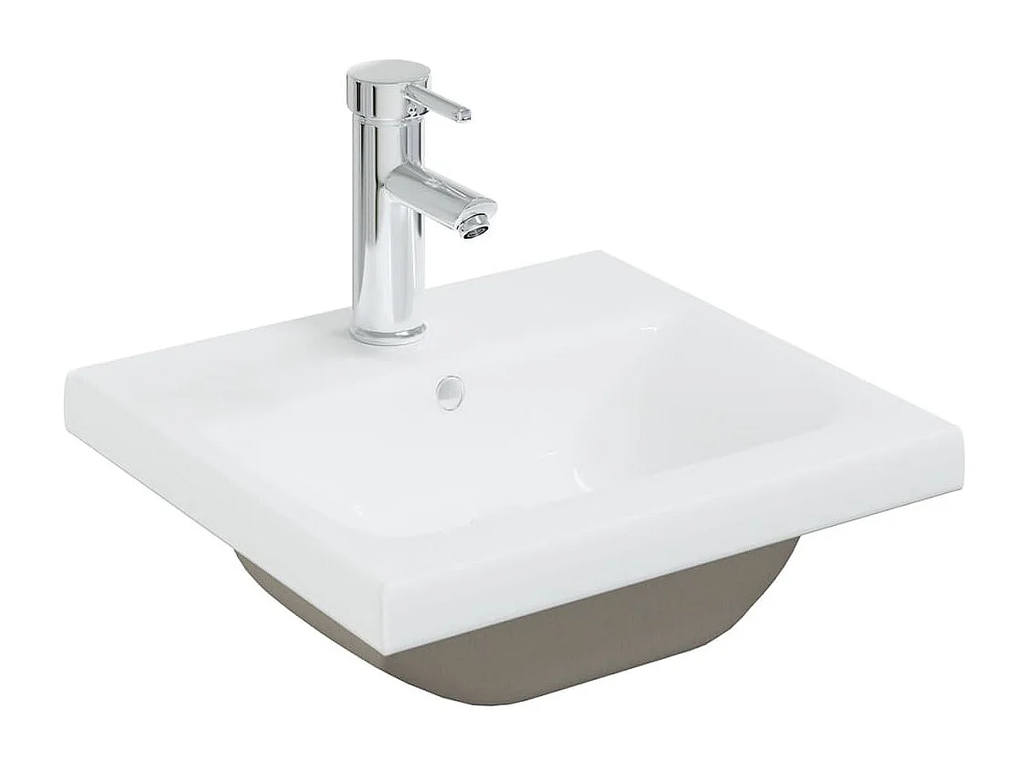 Mueble de lavabo integrado en madera de ingeniería blanca brillante