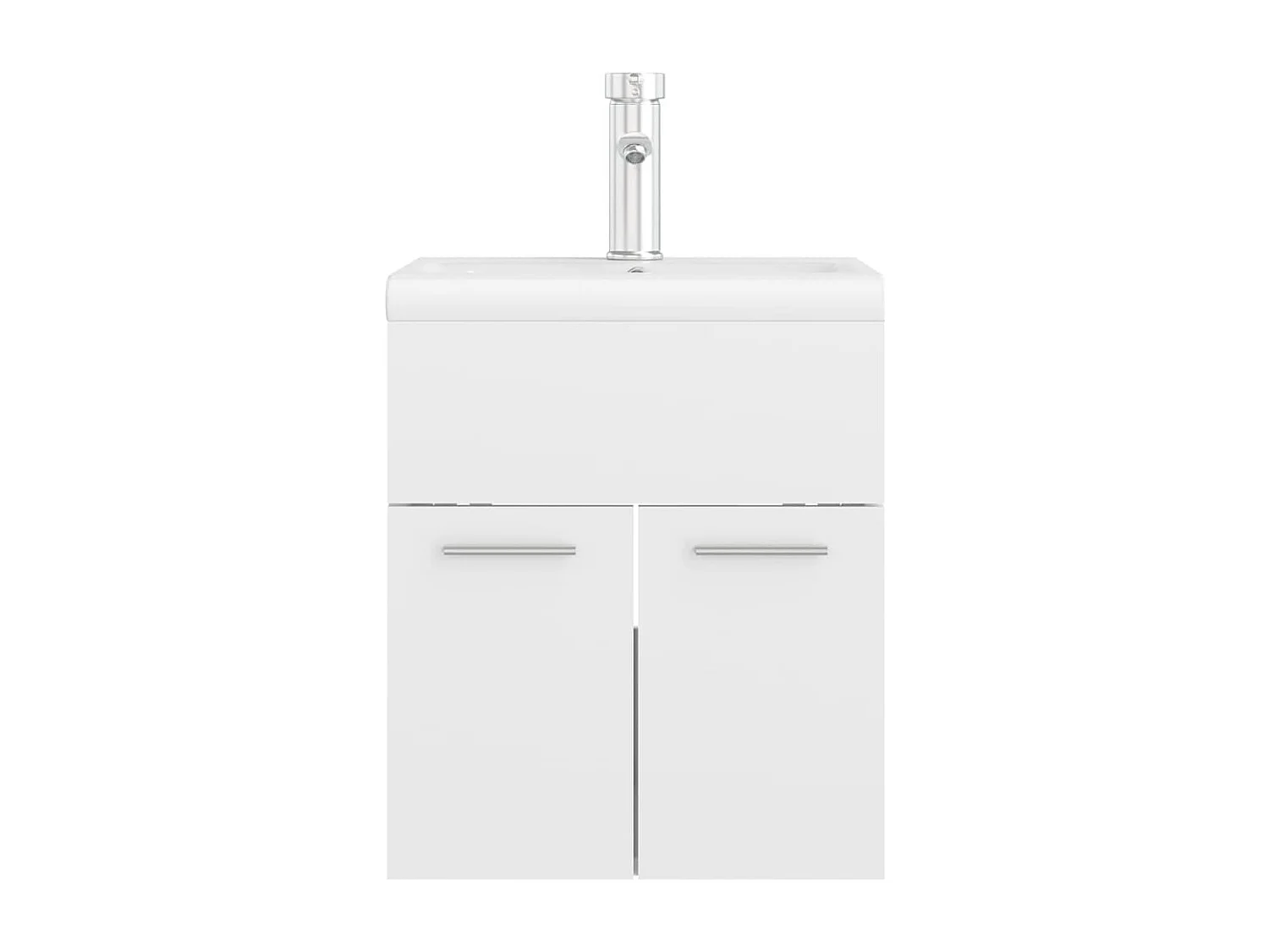 Mueble de lavabo integrado en madera de ingeniería blanca brillante