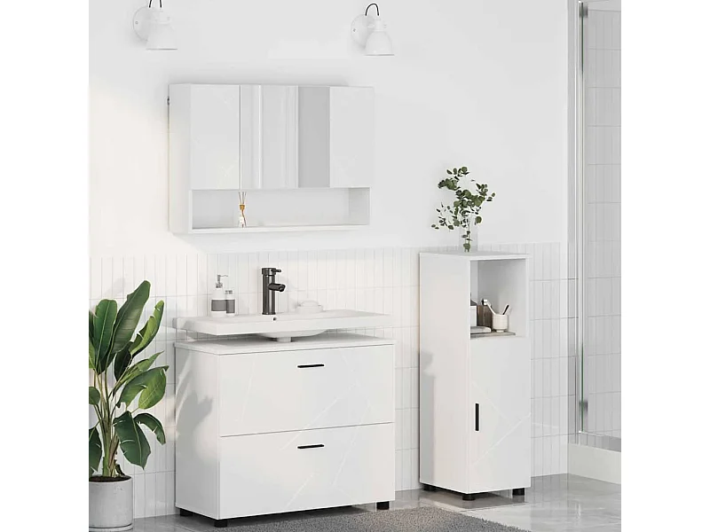 Conjunto de muebles de baño con cajón 3 piezas Blanco