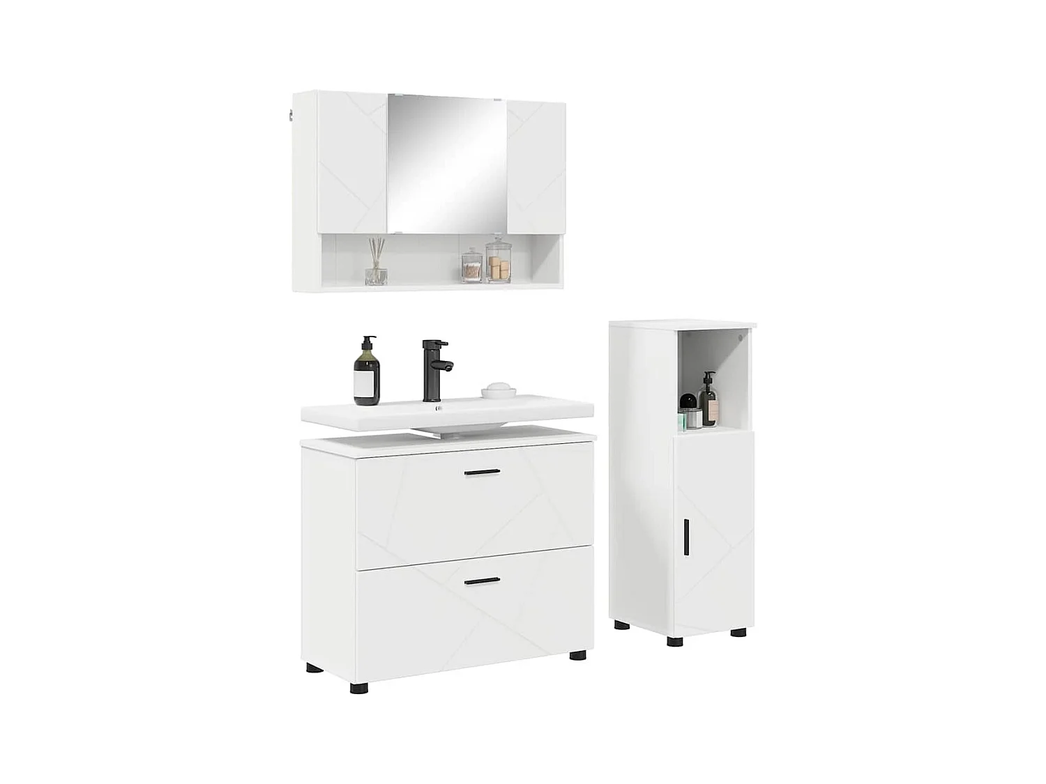 Ensemble de mobilier de salle de bain avec tiroir 3 pcs Blanc