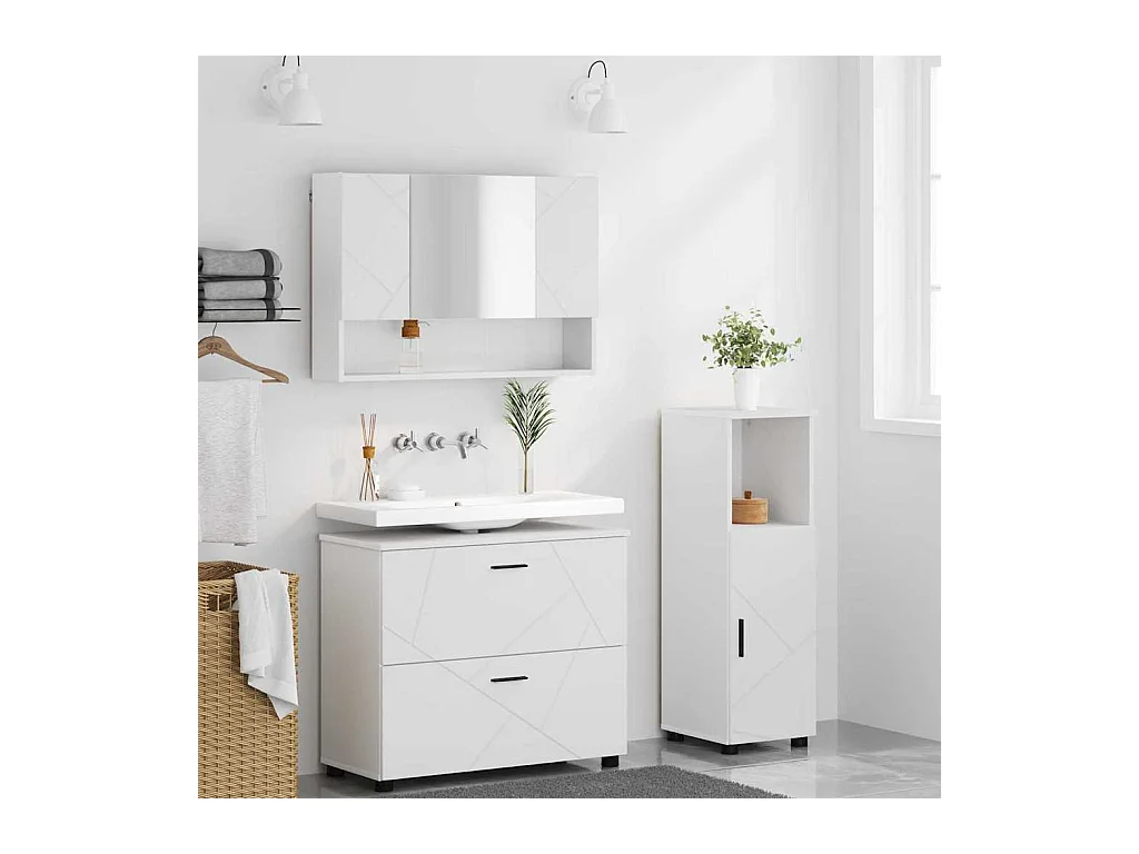 Ensemble de mobilier de salle de bain avec tiroir 3 pcs Blanc