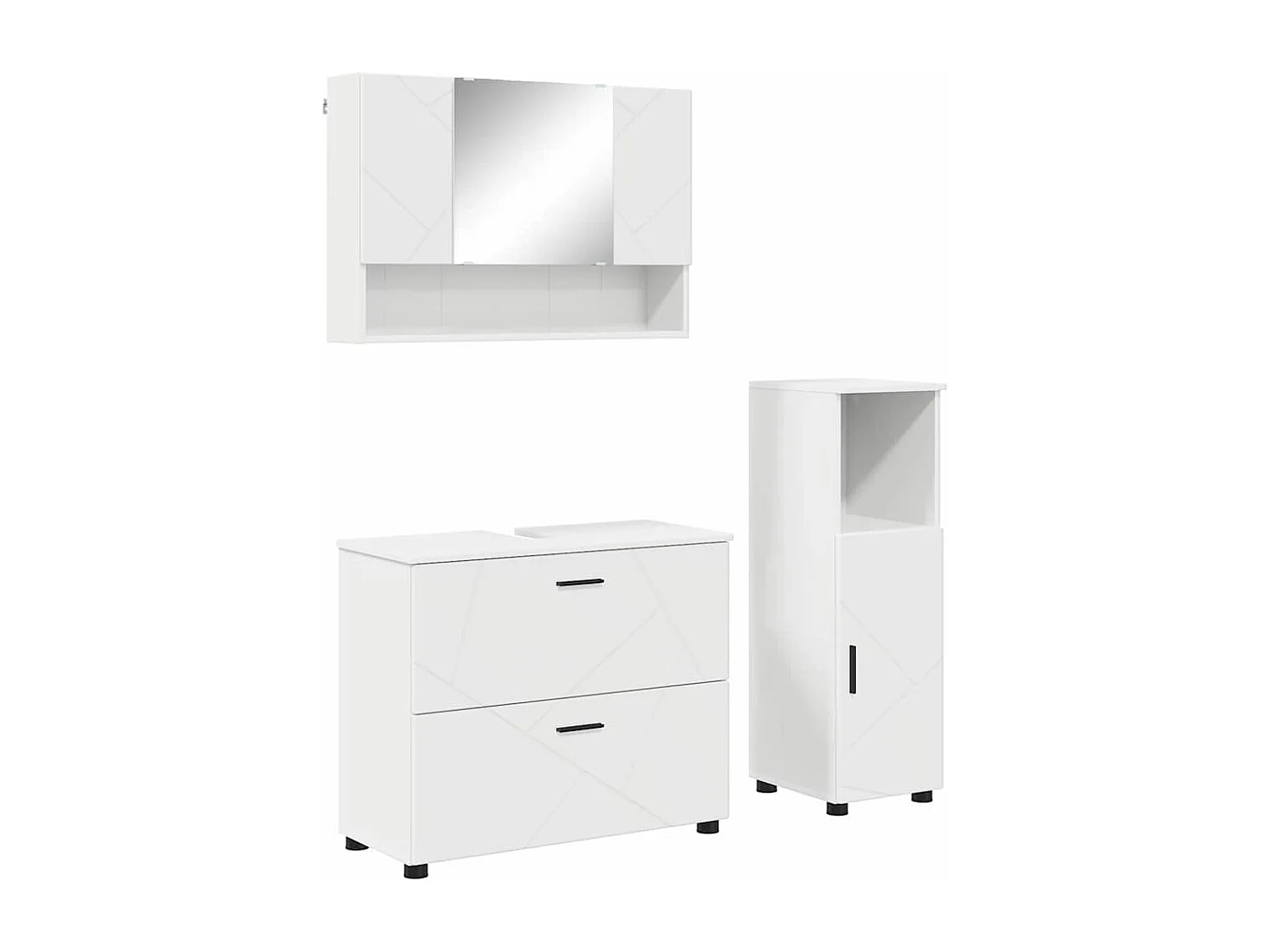 Ensemble de mobilier de salle de bain avec tiroir 3 pcs Blanc