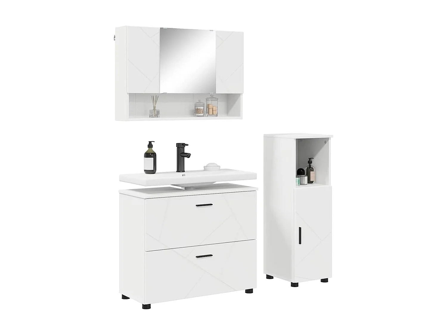 Ensemble de mobilier de salle de bain avec tiroir 3 pcs Blanc