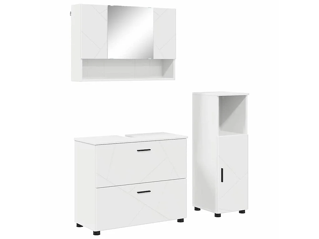 Set di mobili da bagno con cassetto 3 pezzi Bianco
