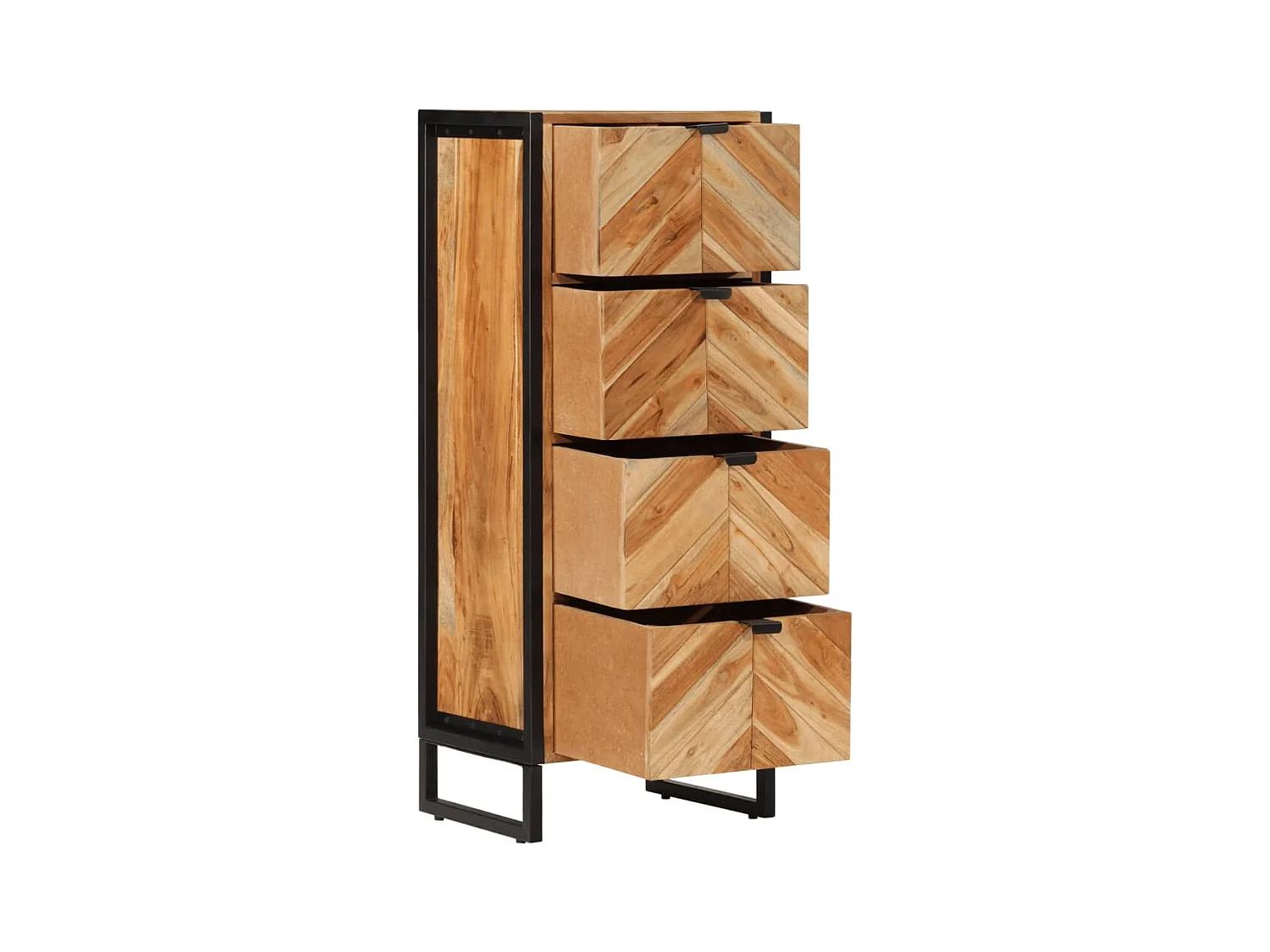 Mobile da bagno in legno massello di acacia e ferro