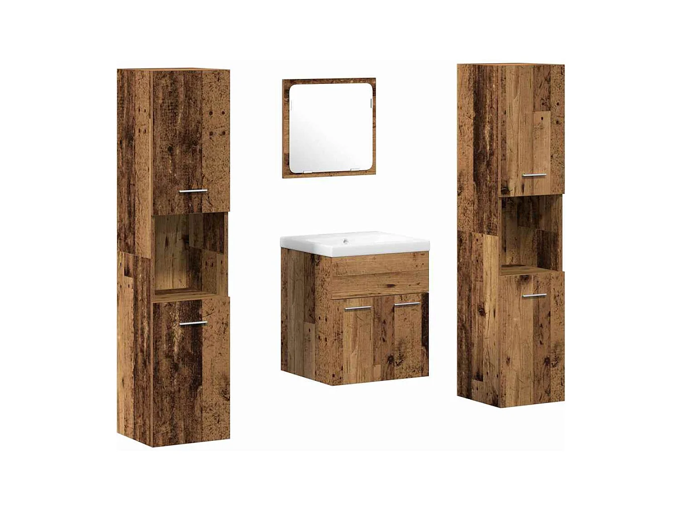 Ensemble de meubles de salle de bain 4 pcs Bois Ancien